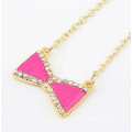 Lovely!Korean Style Mixed Color Bowknot Rhinestone Necklace Jewelry FN179